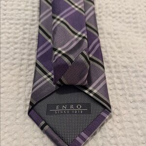 Enro Purple and Black Checkered Silk Tie